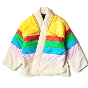 Kapital Nylon Rainbow Bomber Jacket folds into pillow